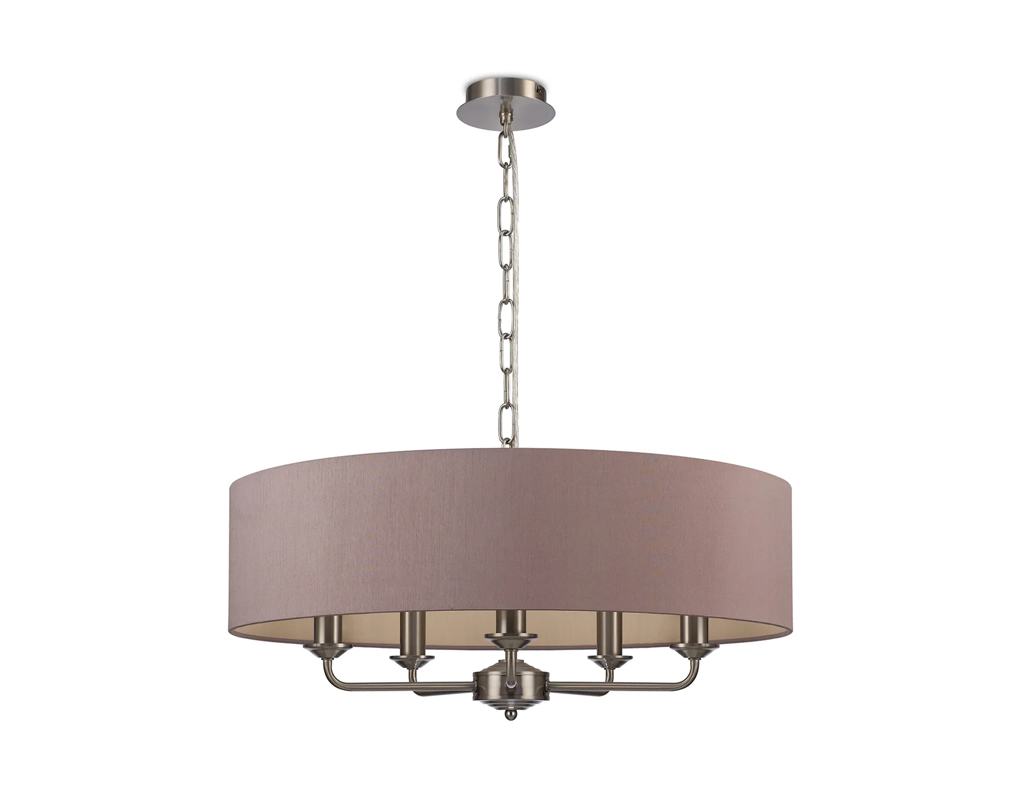Banyan 60cm 5 Light Pendant Satin Nickel, Taupe/Halo Gold DK0069  Deco Banyan SN TA